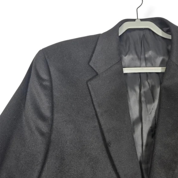 100% Cashmere Tasso Elba Blazer 44L for Black 2 Button Jacket Men's Macy's - Picture 6 of 14